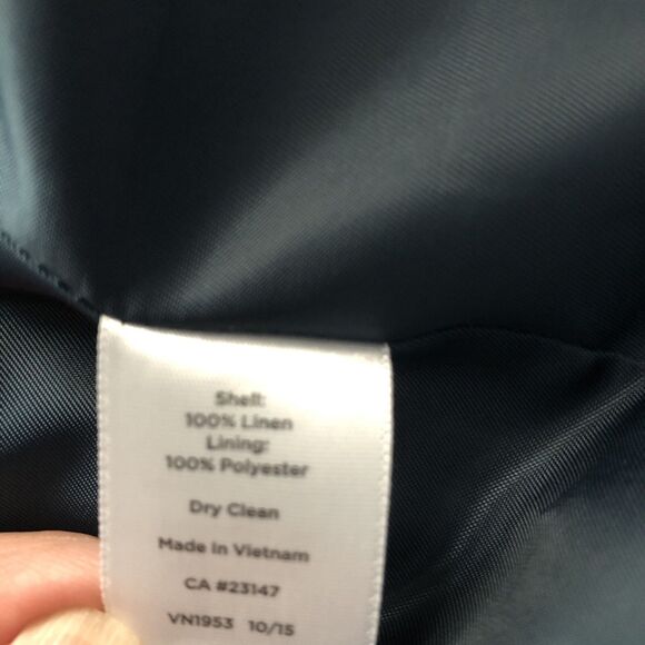 Talbots Navy Blue Linen Blazer Jacket‎ Sz 10 Pockets Career Preppy Lagenlook - Picture 7 of 7